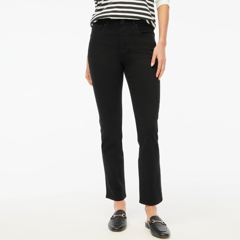 J. Crew Essential Straight Leg Jeans High Rise Black Denim Minimalist Womens‎ 28